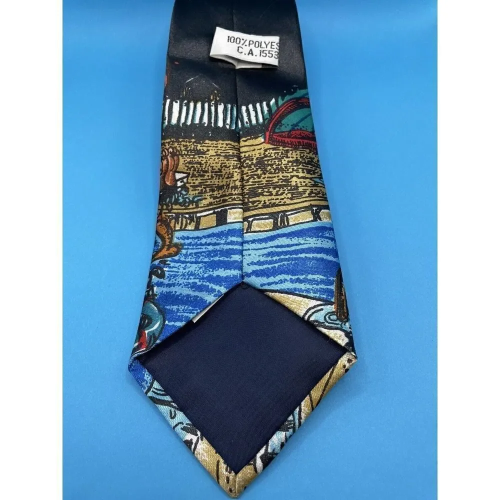 Christmas Tie Vintage. Santa In Sun, Rudolph In Pool 57”‎ Excellent Condition.